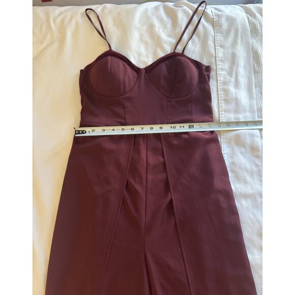 BOG Collective Burgundy Wide Leg Jumpsuit Sweetheart Neckline Fancy XL Holiday - Picture 5 of 6